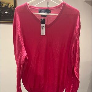 Polo by Ralph Lauren Pink V-Neck Sweater